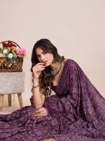 Thumbnail for Vedant Vastram Semi Cotton Bandhani Printed Saree - Wine - Distacart