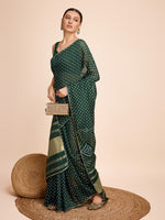 Thumbnail for Vedant Vastram Semi Cotton Bandhani Printed Saree - Green - Distacart