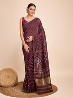 Thumbnail for Vedant Vastram Semi Cotton Bandhani Printed Saree - Maroon - Distacart