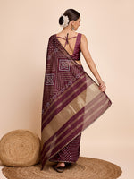 Thumbnail for Vedant Vastram Semi Cotton Bandhani Printed Saree - Maroon - Distacart