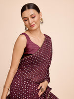 Thumbnail for Vedant Vastram Semi Cotton Bandhani Printed Saree - Maroon - Distacart