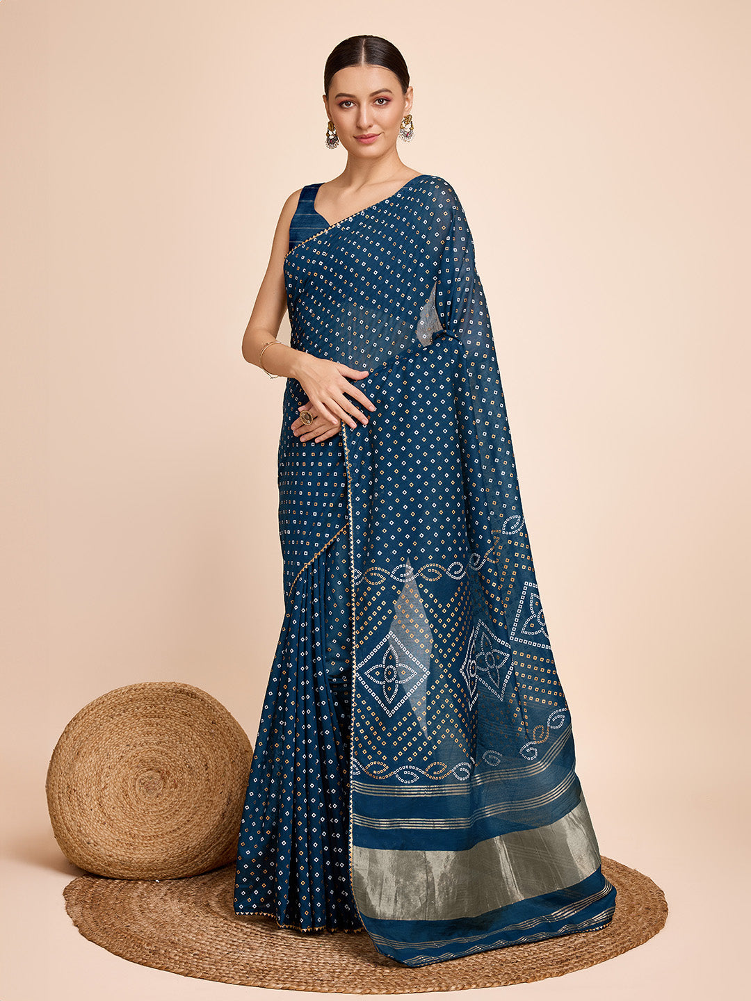 Vedant Vastram Semi Cotton Bandhani Printed Saree - Morpich - Distacart