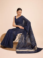 Thumbnail for Vedant Vastram Semi Cotton Bandhani Printed Saree - Navy - Distacart