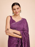 Thumbnail for Vedant Vastram Semi Cotton Bandhani Printed Saree - Purple - Distacart