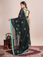 Thumbnail for Vedant Vastram Georgette Embroidered Work Fancy Saree - Firozi - Distacart