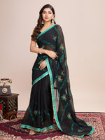 Thumbnail for Vedant Vastram Georgette Embroidered Work Fancy Saree - Firozi - Distacart