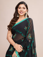 Thumbnail for Vedant Vastram Georgette Embroidered Work Fancy Saree - Firozi - Distacart