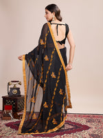 Thumbnail for Vedant Vastram Georgette Embroidered Work Fancy Saree - Mustard - Distacart