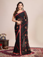 Thumbnail for Vedant Vastram Georgette Embroidered Work Fancy Saree - Red - Distacart