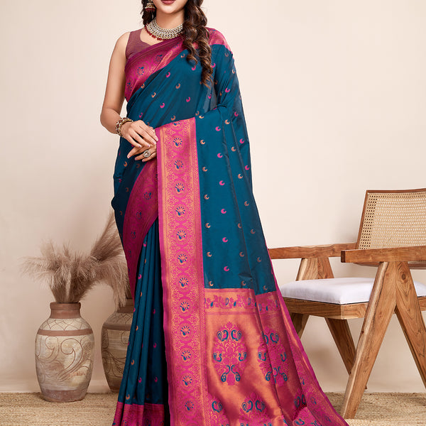 Vedant Vastram Soft Litchi Silk Kanjeevaram Silk Saree - Morpich - Distacart