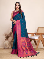 Thumbnail for Vedant Vastram Soft Litchi Silk Kanjeevaram Silk Saree - Morpich - Distacart