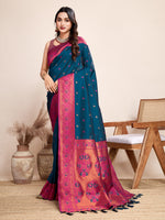 Thumbnail for Vedant Vastram Soft Litchi Silk Kanjeevaram Silk Saree - Morpich - Distacart