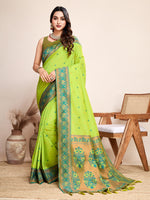 Thumbnail for Vedant Vastram Soft Litchi Silk Kanjeevaram Silk Saree - Parrot - Distacart
