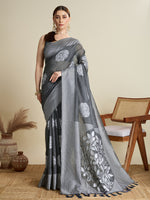 Thumbnail for Vedant Vastram Art Silk Fancy Jacquard Saree - Grey - Distacart