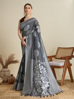 Thumbnail for Vedant Vastram Art Silk Fancy Jacquard Saree - Grey - Distacart