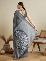 Thumbnail for Vedant Vastram Art Silk Fancy Jacquard Saree - Grey - Distacart