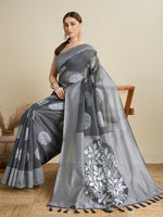 Thumbnail for Vedant Vastram Art Silk Fancy Jacquard Saree - Grey - Distacart