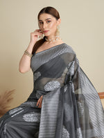 Thumbnail for Vedant Vastram Art Silk Fancy Jacquard Saree - Grey - Distacart