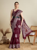 Thumbnail for Vedant Vastram Art Silk Fancy Jacquard Saree - Maroon - Distacart