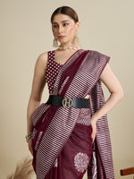 Thumbnail for Vedant Vastram Art Silk Fancy Jacquard Saree - Maroon - Distacart