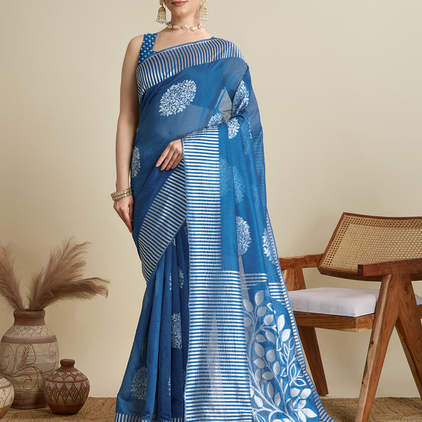 Vedant Vastram Art Silk Fancy Jacquard Saree - Rama - Distacart