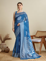 Thumbnail for Vedant Vastram Art Silk Fancy Jacquard Saree - Rama - Distacart