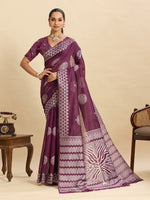 Thumbnail for Vedant Vastram Art Silk Fancy Jacquard Saree - Wine - Distacart