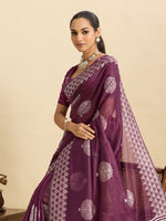Thumbnail for Vedant Vastram Art Silk Fancy Jacquard Saree - Wine - Distacart