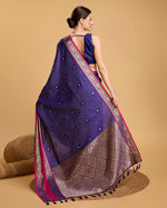 Thumbnail for Vedant Vastram Soft Litchi Silk Banarasi Silk Saree - Blue - Distacart