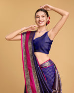 Thumbnail for Vedant Vastram Soft Litchi Silk Banarasi Silk Saree - Blue - Distacart