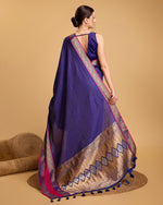 Thumbnail for Vedant Vastram Soft Litchi Silk Banarasi Silk Saree - Blue - Distacart