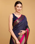 Thumbnail for Vedant Vastram Soft Litchi Silk Banarasi Silk Saree - Navy - Distacart