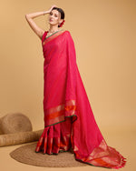 Thumbnail for Vedant Vastram Soft Litchi Silk Banarasi Silk Saree - Pink - Distacart