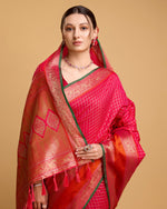 Thumbnail for Vedant Vastram Soft Litchi Silk Banarasi Silk Saree - Pink - Distacart