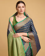 Thumbnail for Vedant Vastram Soft Litchi Silk Kanjeevaram Silk Saree - Navy - Distacart