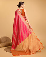 Thumbnail for Vedant Vastram Soft Litchi Silk Kanjeevaram Silk Saree - Pink - Distacart