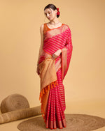 Thumbnail for Vedant Vastram Soft Litchi Silk Kanjeevaram Silk Saree - Pink - Distacart