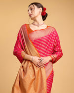 Thumbnail for Vedant Vastram Soft Litchi Silk Kanjeevaram Silk Saree - Pink - Distacart