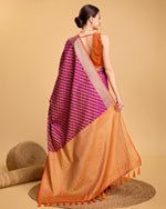 Thumbnail for Vedant Vastram Soft Litchi Silk Kanjeevaram Silk Saree - Purple - Distacart