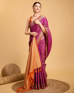 Thumbnail for Vedant Vastram Soft Litchi Silk Kanjeevaram Silk Saree - Purple - Distacart