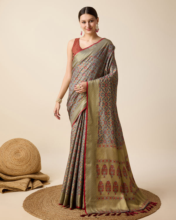 Vedant Vastram Soft Litchi Silk Kanjeevaram Silk Saree - Maroon - Distacart