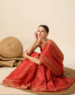 Thumbnail for Vedant Vastram Soft Litchi Silk Kanjeevaram Silk Saree - Orange - Distacart
