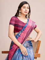 Thumbnail for Vedant Vastram Linen Printed Bollywood Saree - Blue - Distacart