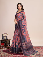 Thumbnail for Vedant Vastram Linen Printed Bollywood Saree - Grey - Distacart