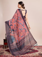 Thumbnail for Vedant Vastram Linen Printed Bollywood Saree - Grey - Distacart