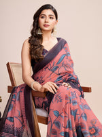 Thumbnail for Vedant Vastram Linen Printed Bollywood Saree - Grey - Distacart
