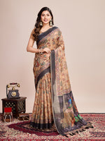 Thumbnail for Vedant Vastram Linen Printed Bollywood Saree - Mustard - Distacart
