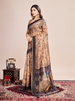 Thumbnail for Vedant Vastram Linen Printed Bollywood Saree - Mustard - Distacart