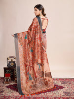 Thumbnail for Vedant Vastram Linen Printed Bollywood Saree - Orange - Distacart