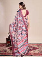 Thumbnail for Vedant Vastram Linen Printed Bollywood Saree - Pink - Distacart